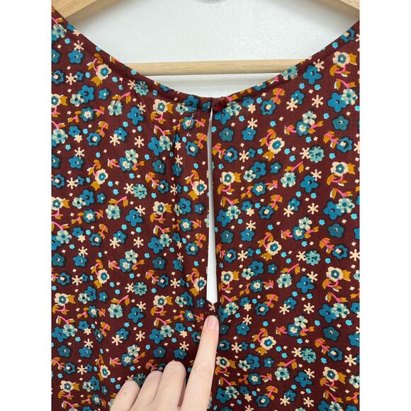 Natural Life Let's Just Go Wide-Leg Bohemian V-Neck 70s Floral Jumpsuit S/M - Picture 9 of 15